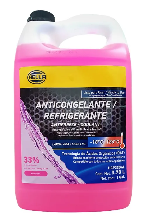 Anticongelante Rosa Coolant Hella al 33% 3.78L 