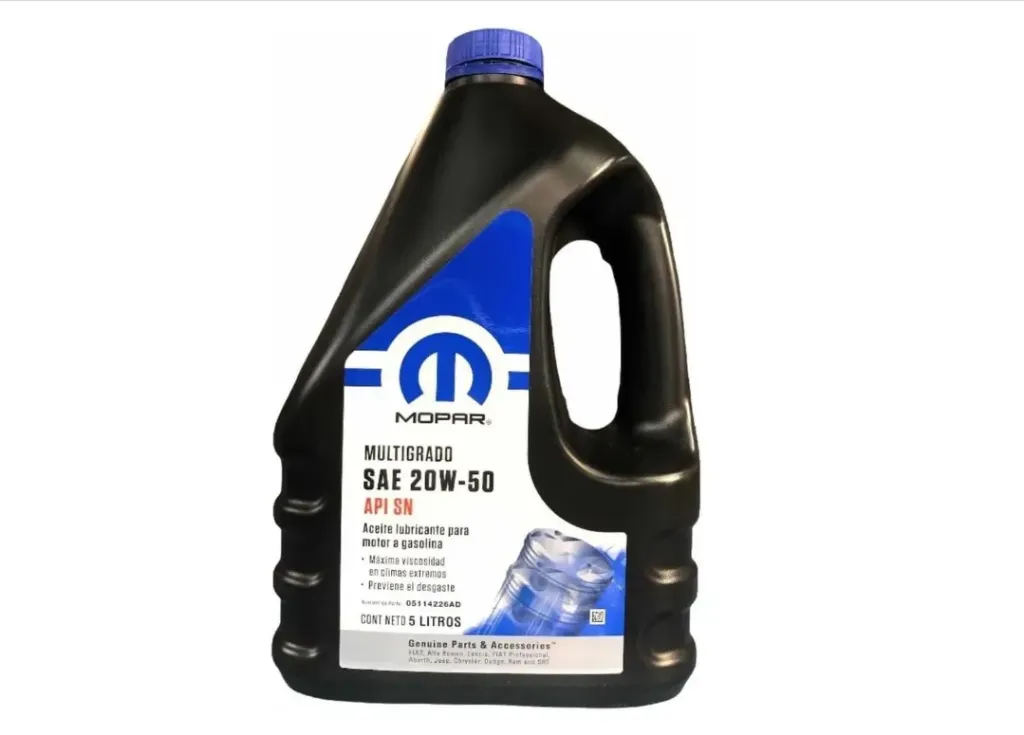 Aceite Multigrado SAE 20W-50 API SN - MOPAR Garrafa 5L