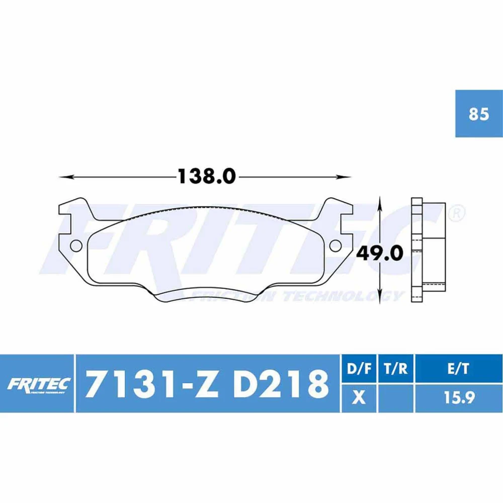 7131-Z D218 - Balatas Semimetálica Delantera para Renault Alliance 1983-1987 L4 1.4L y 2.0L Renault Encore 1984-1986 L4 1.4L 1.7L Fritec Azul