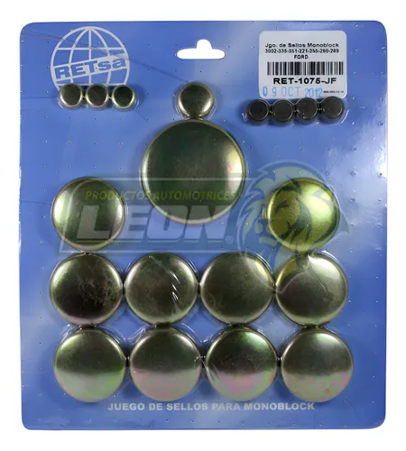 [1075JF] RET-1075-JF - Juego Tapón de Monoblock para FORD 302, 335, 351, 221, 255, 260, 298.