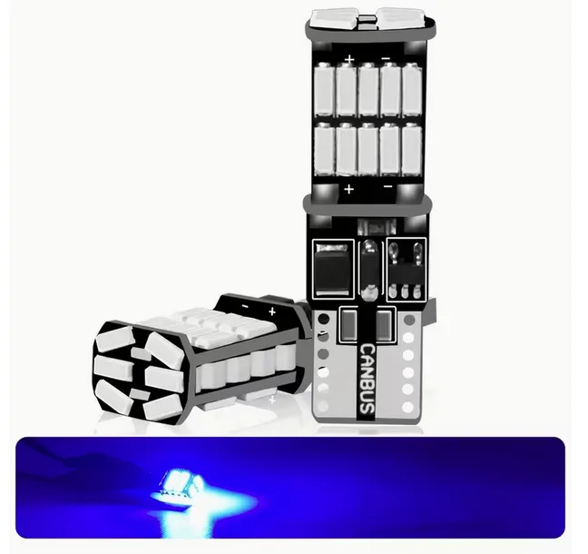 T10-4014-Blue - Juego de Foco LED de alto brillo para luces de freno de coche T10 W5W c/u (Azul)