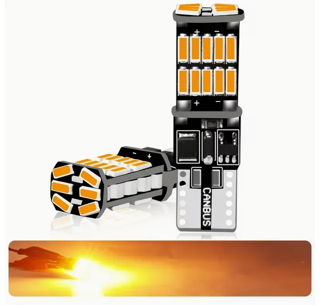 T10-4014-Ambar - Juego de Foco LED de alto brillo para luces de freno de coche T10 W5W c/u (Ambar)