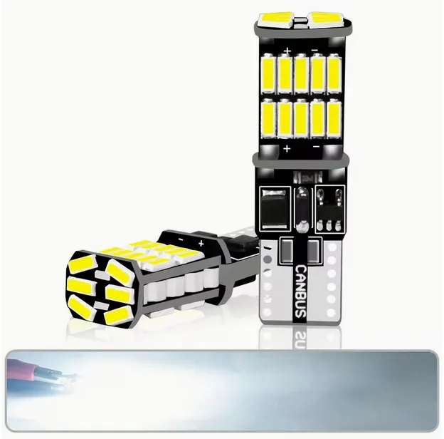 T10-4014-White - Juego de Foco LED de alto brillo para luces de freno de coche T10 W5W c/u (Blanco)