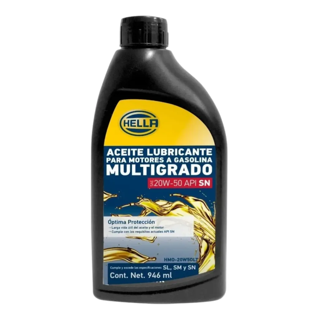 HMOSL20W50LT - Aceite para Motor 20W-50 Mineral Multigrado Api Sl 1 Litro Hella