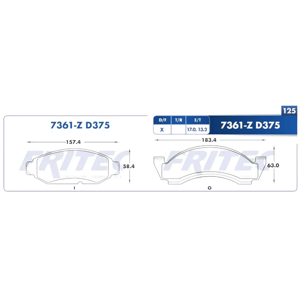 M-7361-Z D375 - Balatas Delanteras Ceramica Hybrid para Ford Truck Bronco 1987-1993. Ford Truck E-150 Econoline 1986-1993. Ford Truck F-150 1986-1993 en Fritec CX