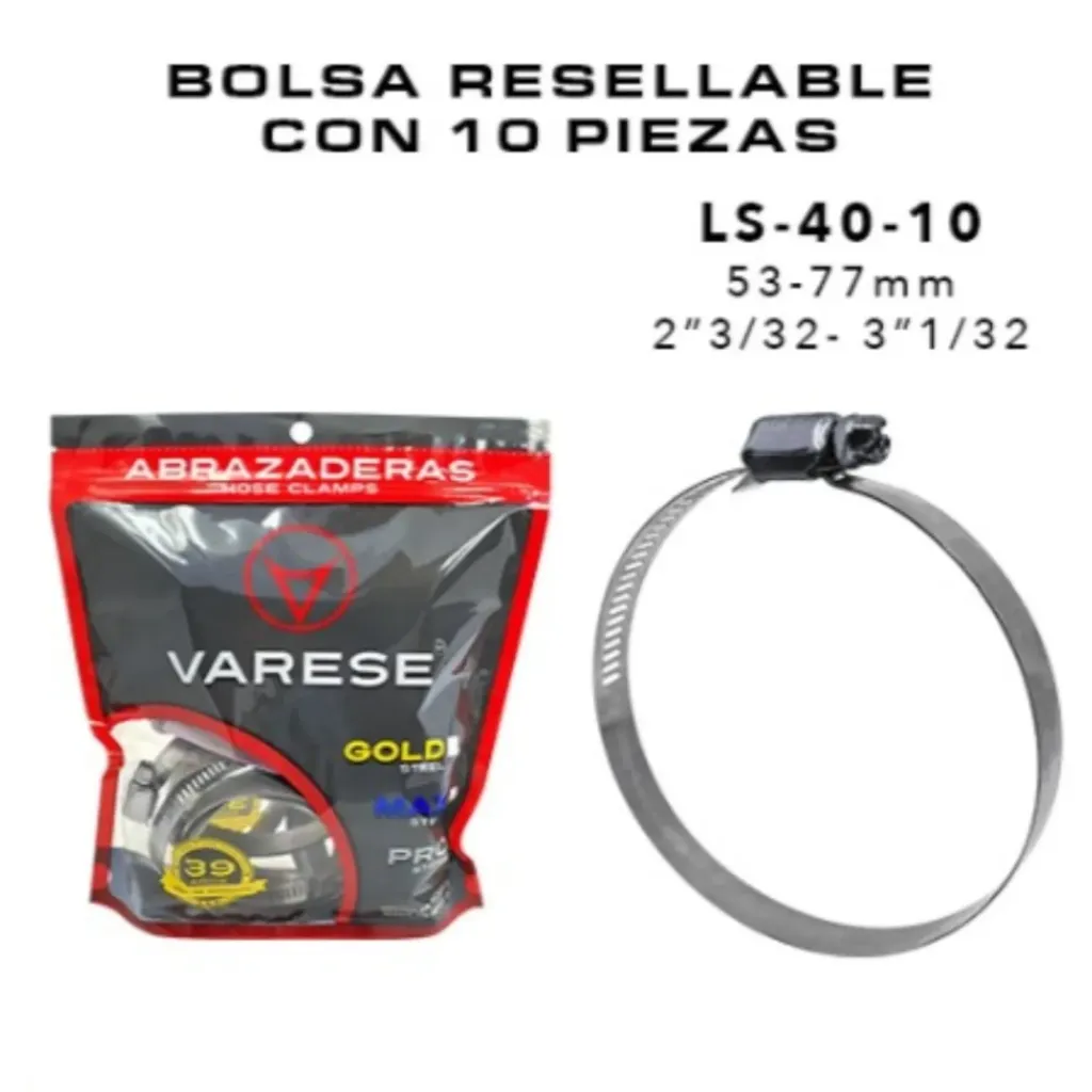 [LS-40] LS-40 - 53 A 77mm Abrazadera  Sin Fin Varese
