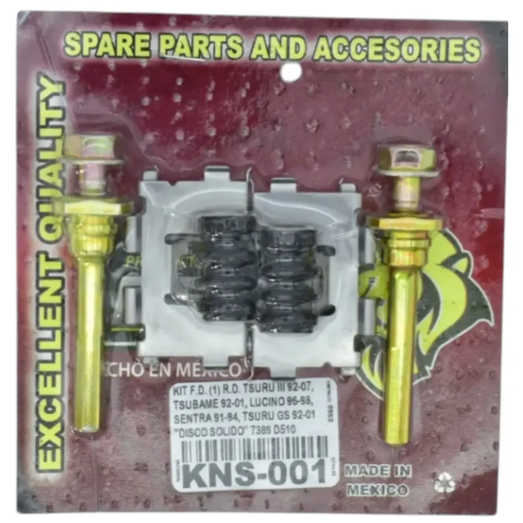 KNS-001- Kit Freno de Disco Tornillos Caliper Tsuru III 92-17, Tsubame 92-01, Lucino 96-98, Sentra 91-94, Tsuru GS 92.01 "Disco Solido" 7389 D510 KC500A en Leon