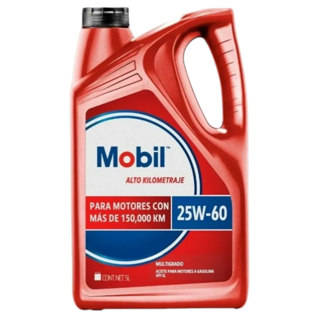 Aceite Multigrado Alto Kilometraje SAE 25W-60 API SL en Garrafa 5L en MOBIL