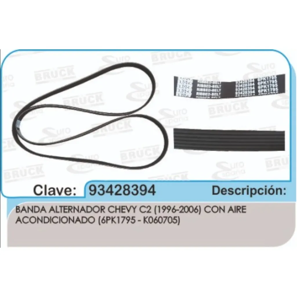 93428394 - Banda de Alternador para CHEVY C2 96-06CON AIRE ACONDICIONADO 6PK1795 - K060705