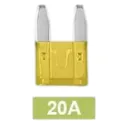 20A-F-MI - Mini Fusible de Cuchilla Pellizco Automotriz ATO 12V 24V 32V Color Amarillo