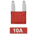 10A-F-MI - Mini Fusible de Cuchilla Pellizco Automotriz 10 Amp ATO 12V 24V 32V Color Rojo