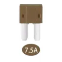 7.5A-F-M2 - Fusible de Cuchilla Pellizco Automotriz Micro 2 - 7.5Amp ATR APT 12V 24V 32V Color Café