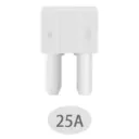 25A-F-M2 - Fusible de Cuchilla Pellizco Automotriz Micro 2 - 25Amp ATR APT 12V 24V 32V Color Blanco