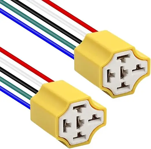 ARE-S502C - Arnes Conector Soquet de Hembra Ceramica para Relay Relevador de 4 o 5 T Adaptador de Lámpara con Cable de 8cm