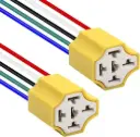 ARE-S502C - Arnes Conector Soquet de Hembra Ceramica para Relay Relevador de 4 o 5 T Adaptador de Lámpara con Cable de 8cm