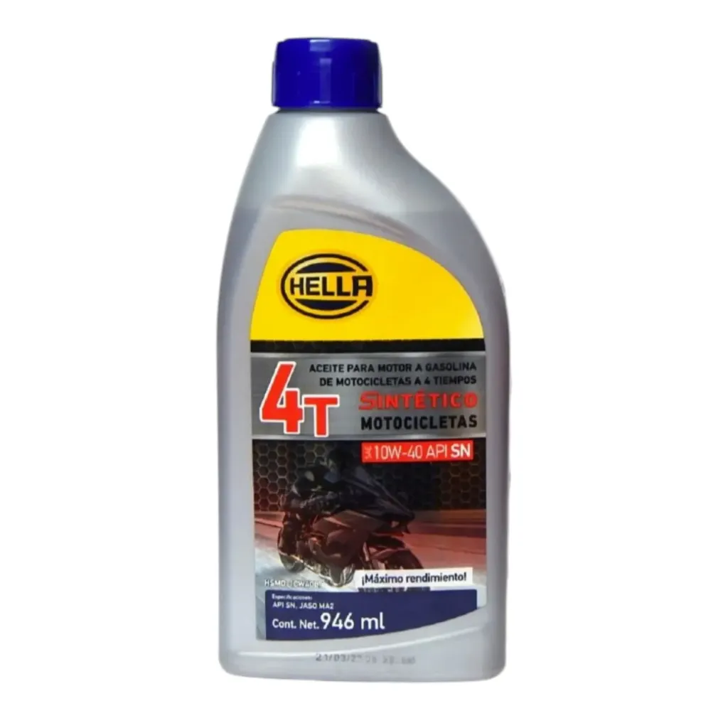HSMO10W40LT - Aceite para Moto Sintético 10W-40 SPI SN de 946ml en HELLA