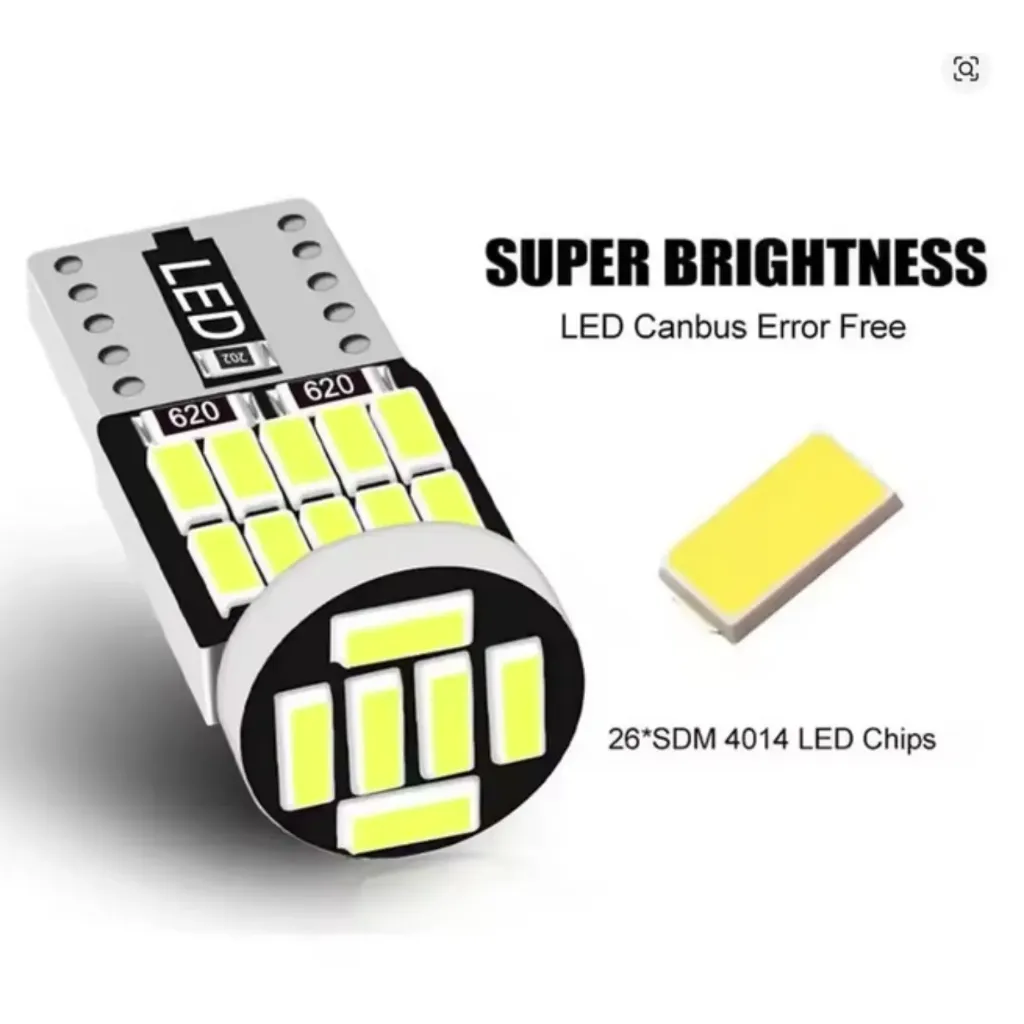 T10-W5W  - Foco LED de Alto Brillo T10 W5W c/u (BLANCO)12V 4014-26MSD 6500K