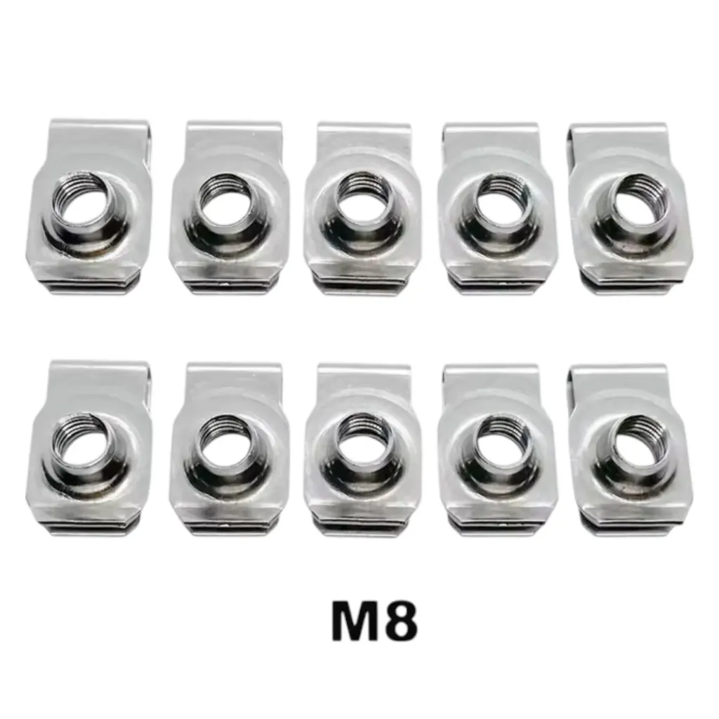 Q312-M8 - Clips tipo U de acero inoxidable con rosca M4 M5 M6 M8 tuerca de lengüeta tuercas de resorte de hoja Q312 para coche motocicleta