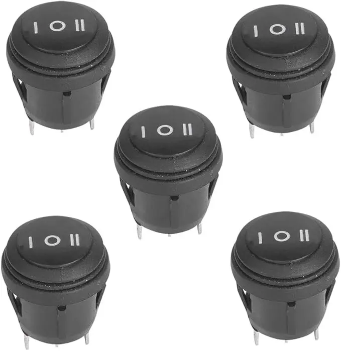 [D15139-2] 3 Posiciones On/Off/On Interruptor Basculante Redondo Negro A Presión 3 Pines 