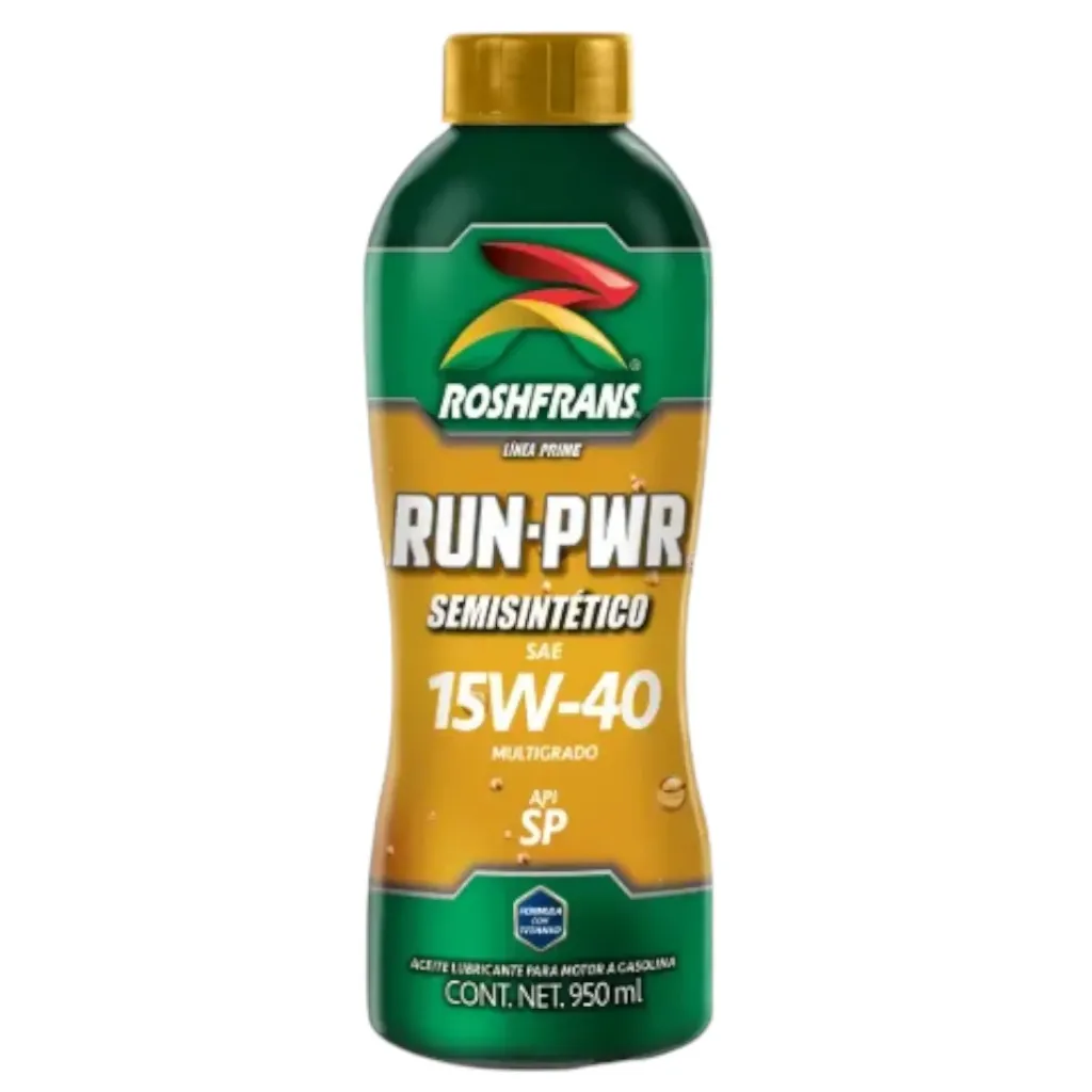 Aceite Motor Run-Pwr Semisintético 15w40 950 Ml Roshfrans orgánico formula con titanio