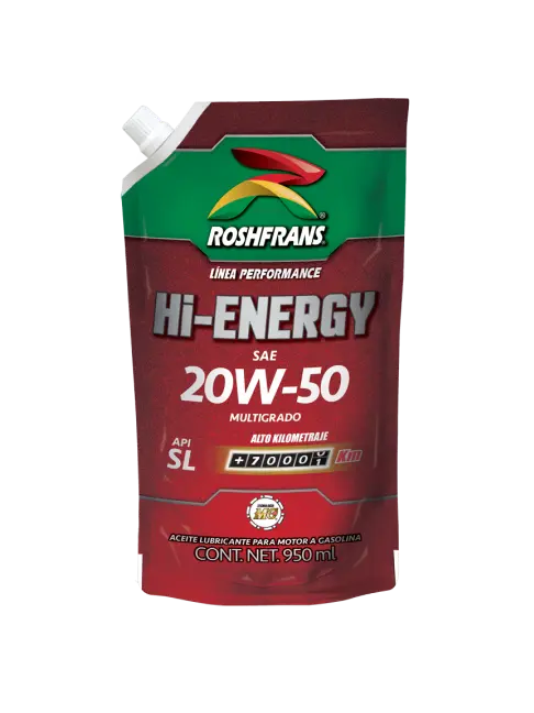 Aceite Multigrado Hi-Energy API SL 20W-50 Alto Kilometraje 950ml en ROSHFRANS